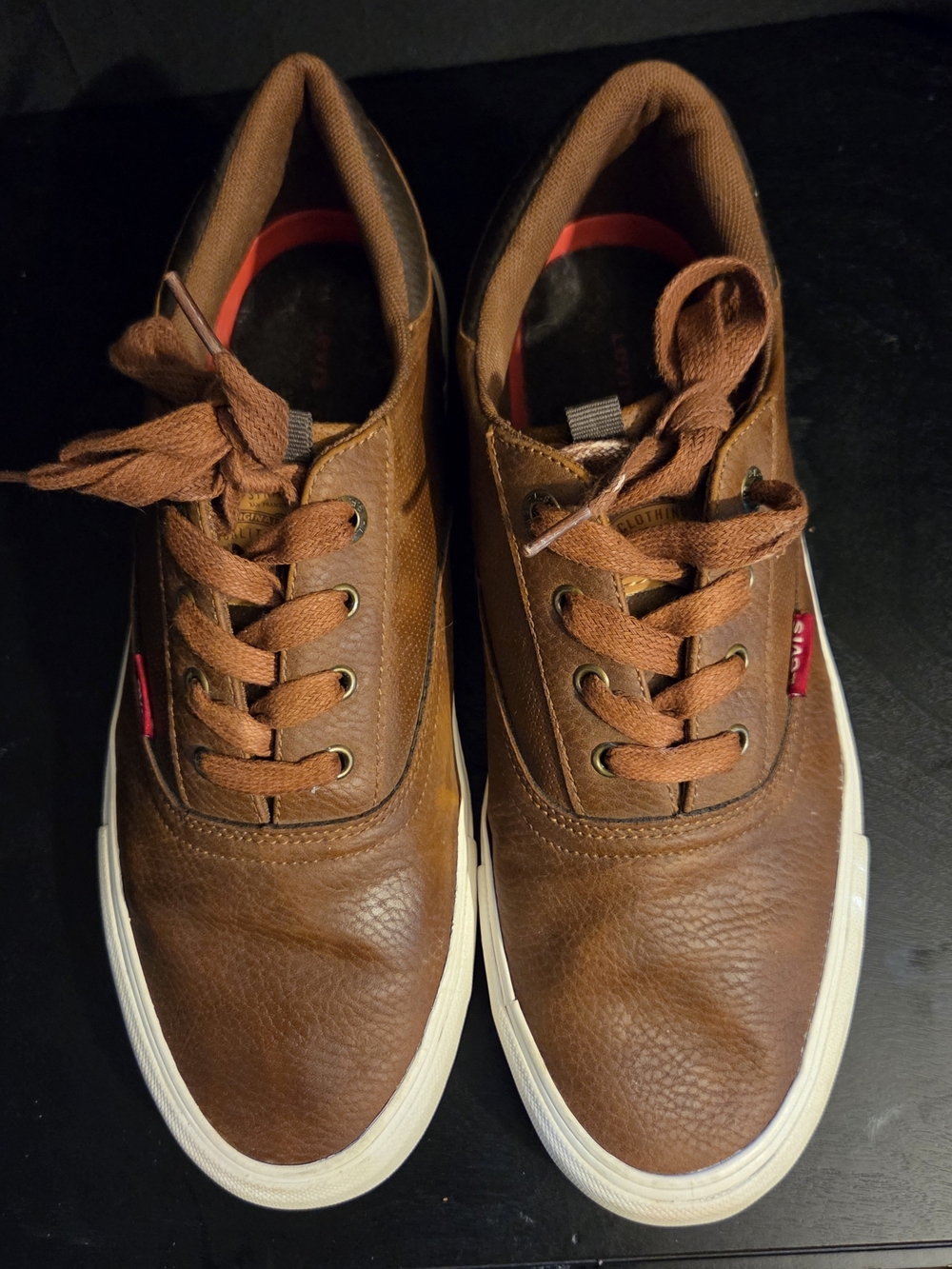 Levi's Men's Brown Leather-Style Lace-Up Sneakers Size 9.5